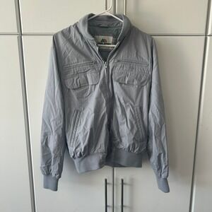 Vintage Outer Sport Seattle USA Bomber Jacket Mens Medium Gray Full Zip